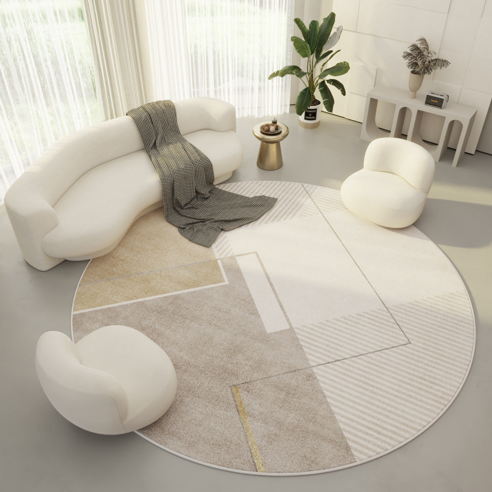 Cream Modern Round Carpet